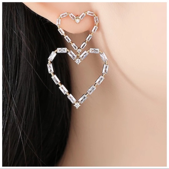 Austrian Crystal Heart Earrings - Picture 6 of 6